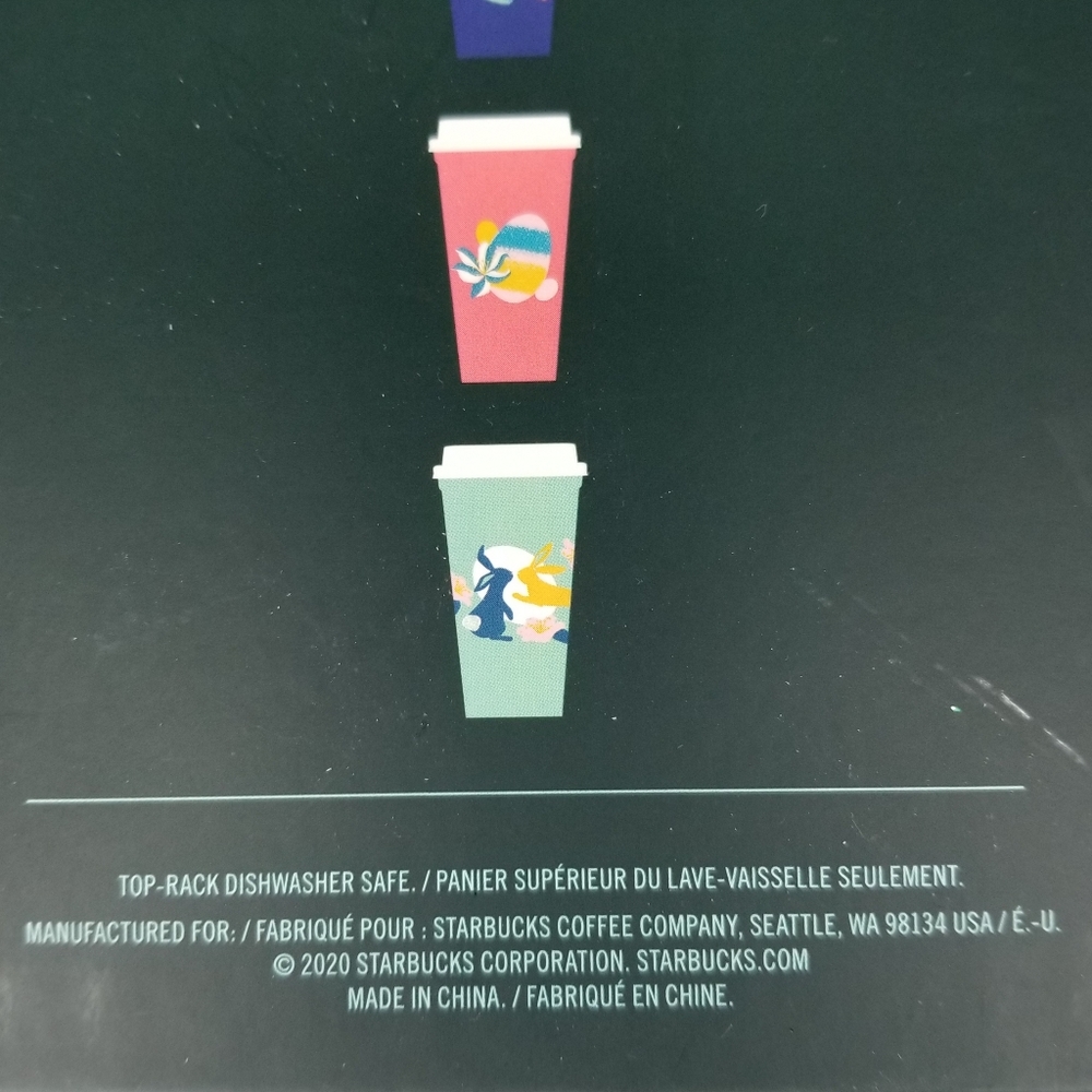 Starbucks Reusable Hot Cups 6 pack 16 ounces Spring Easter Bunny Rabbit NWT - Picture 12 of 13